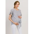 thumbnail image 1 of Striped Tie Front Short Sleeve Maternity Blouse, 1 of 4