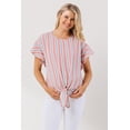 thumbnail image 1 of Striped Tie Front Short Sleeve Maternity Blouse, 1 of 3