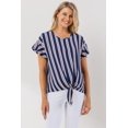 thumbnail image 1 of Striped Tie Front Short Sleeve Maternity Blouse, 1 of 3