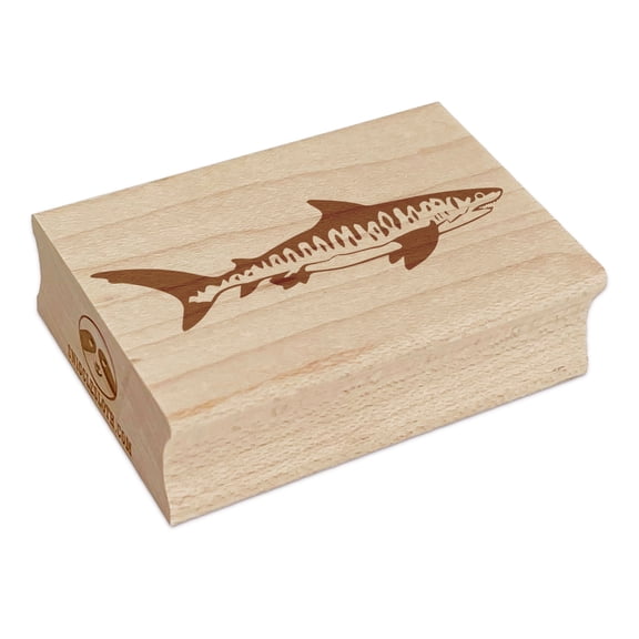 Striped Tiger Shark Rectangle Rubber Stamp Stamping Scrapbooking Crafting - Large 2.5in