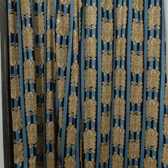 Striped Tiger print Curtain, Set Of 2 Panels, Boho Drapes, with Matching Tie Back Can Be Customised to Blackout Drapes, 2 color available