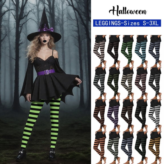 Striped Tights for Women High Waist Tights Leggings for Halloween Party Yoga Workout
