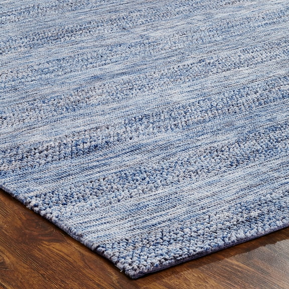 Striped Tonal Area Rug Blue Tones 2' X 3' 2' x 3' Living Room,Entryway
