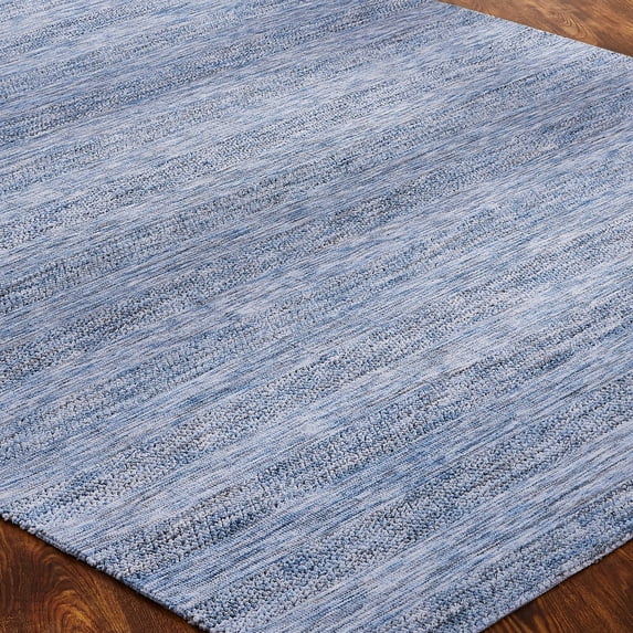 Striped Tonal Area Rug Blue Tones 5'6" X 8'6" 6' x 9' Entryway, Living Room
