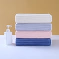 thumbnail image 1 of Striped Towel Face Towel, Quick-dry Coral Fleece Bath and Hair Drying Cloth with Absorbent Edges for Men and Women, Soft Gray Polyester Bathroom Accessory, Topliu, 1 of 8