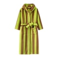 thumbnail image 1 of Striped Towel Robe for Women Men's Autumn Winter Thickened Casual Long Sleeved Printed Robe For Homewear Kimono Bathrobe Green XL, 1 of 3