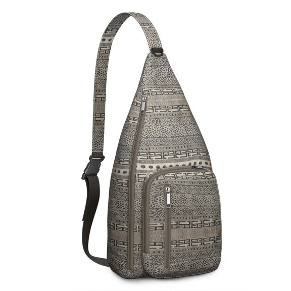 Striped Tribal Sling Backpack - Symmetrical Design Crossbody Bag, Durable Hiking Pack