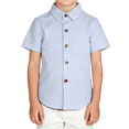 thumbnail image 1 of Striped Tshirts for Children Button Down Collared Shirts Short Sleeve Summer Casual Tops Loose Fit Fashion Versatile Top Blue 140, 1 of 5