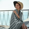 thumbnail image 1 of Striped Turkish Beach Towel, Tassel Ear Bath Towel, Quick Dry Embroidery Pool Blanket, 1 of 8