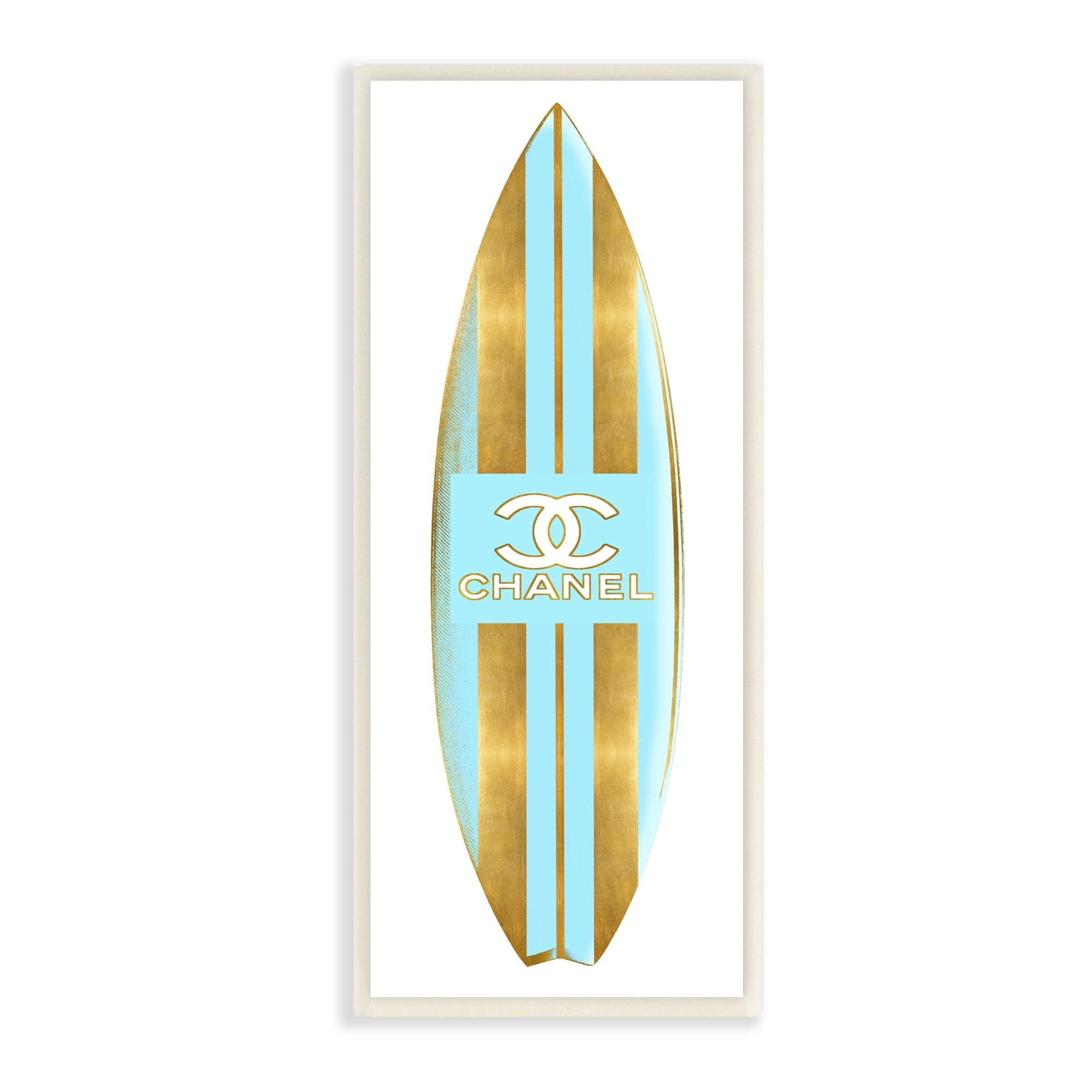 Striped Turquoise Surfboard Glam Designer Fashion Motif Beauty & Fashion Graphic Art Unframed Art Print Wall Art