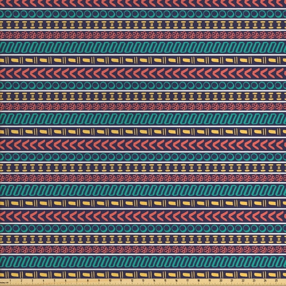Ambesonne Ethnic Fabric by the Yard Upholstery, Style, 2 Yards, Multicolor