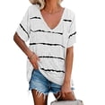 thumbnail image 1 of Striped V-Neck Casual Tunic Blouse Tops For Women Fall Thin Long Sleeve Pullover T-Shirt Tunic Tops Boho Holiday Sleepwear Blouse Shirts Lounge Wear, 1 of 2