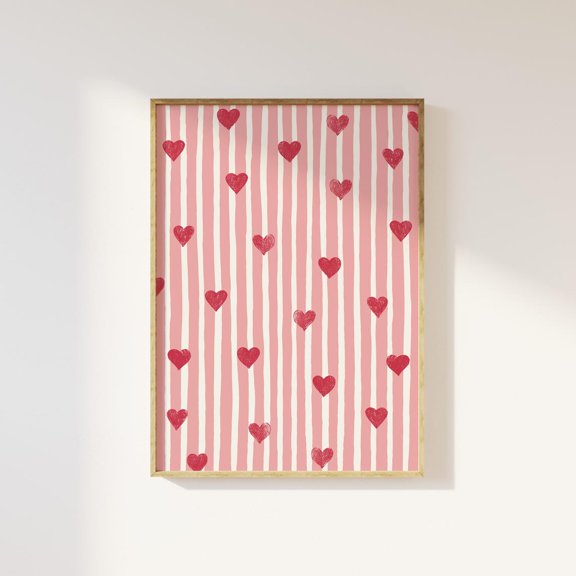 Striped Valentine Hearts Poster
