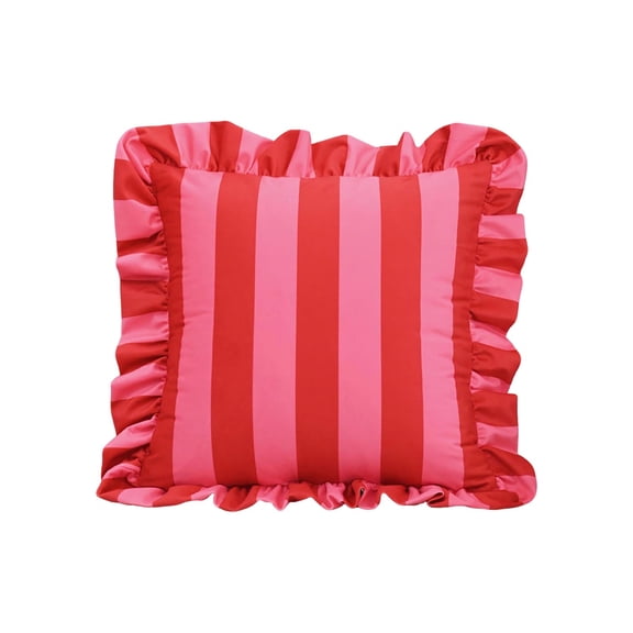 Striped Velvet Ruffled Throw Pillow Cover, Luxurious Decorative Couch Pillow for Sofa & Living Room, Elegant Home Accent Textile
