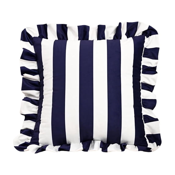 Striped Velvet Ruffled Throw Pillow, Dutch Velvet Decorative Pillow with Insert, Home Textile Style Sofa Cushion for Living Room