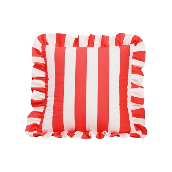 Striped Velvet Ruffled Throw Pillow, Dutch Velvet Decorative Pillow with Insert, Home Textile Style Sofa Cushion for Living Room