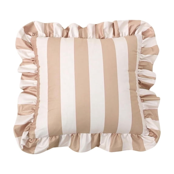 Striped Velvet Ruffled Throw Pillow, Dutch Velvet Decorative Pillow with Insert, Home Textile Style Sofa Cushion for Living Room