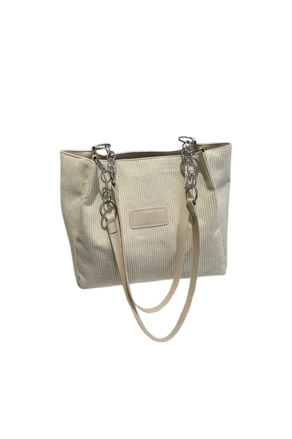 Striped Velvet Tote Bag 12.99x12.2in Large Capacity Crossbody Shoulder Bag Commuter Handheld Canvas Casual Purse White/Black/Pink/Brown