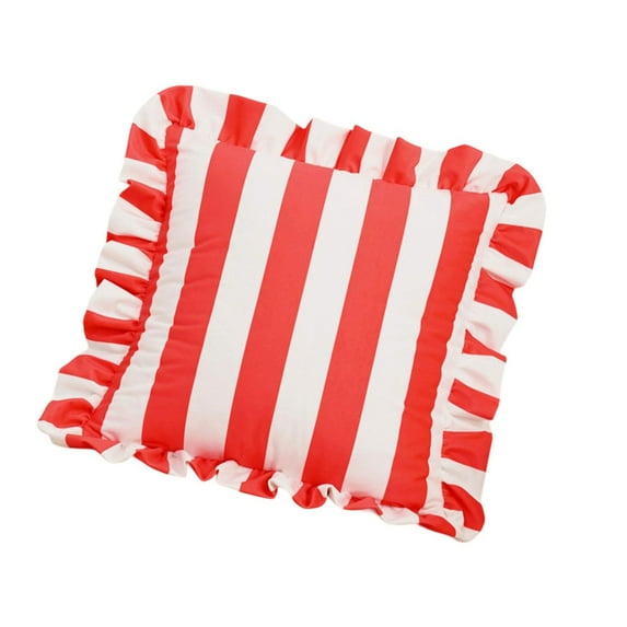 Striped Velvets Cushion Cover With Ruffled Edges Soft Polyester Fabric Stylish Home Decors Square Throw Pillow Case