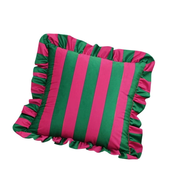 Striped Velvets Cushion Cover With Ruffled Edges Soft Polyester Fabric Stylish Home Decors Square Throw Pillow Case