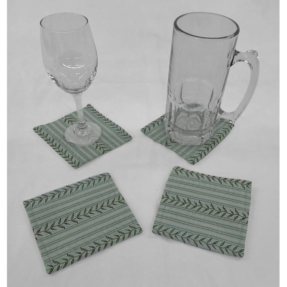 Striped Vines Cloth Coasters by Penny's Needful Things (Set of 4) Green
