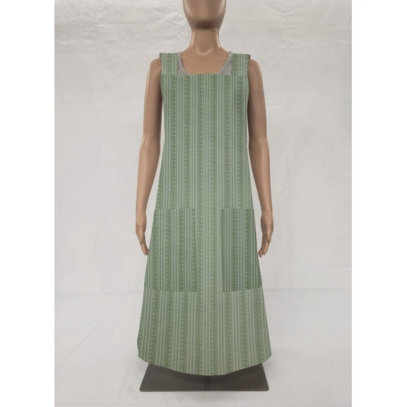 Striped Vines Cross Back Apron by Penny's Needful Things (Green)