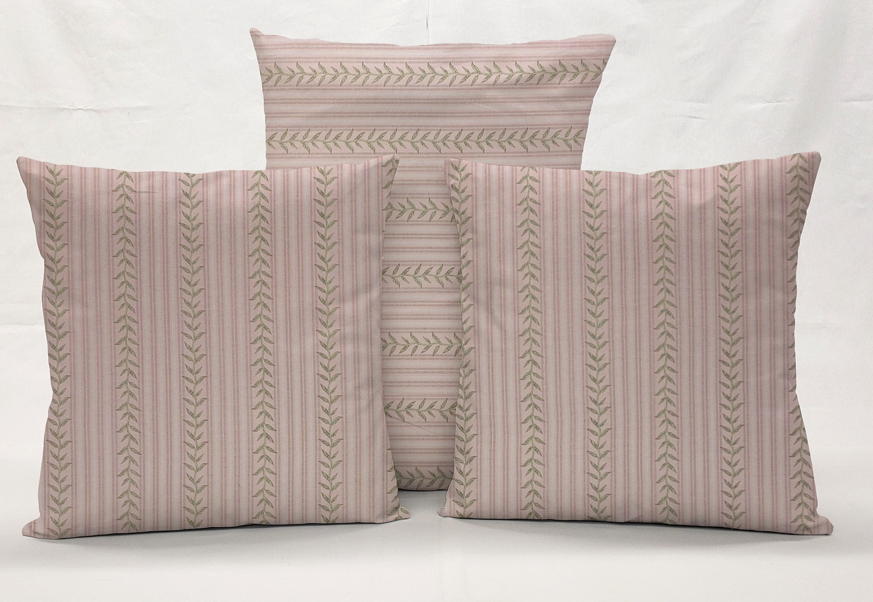 Striped Vines Pillowcase / Pillow Cover by Penny's Needful Things (16 x 16) (Pink)