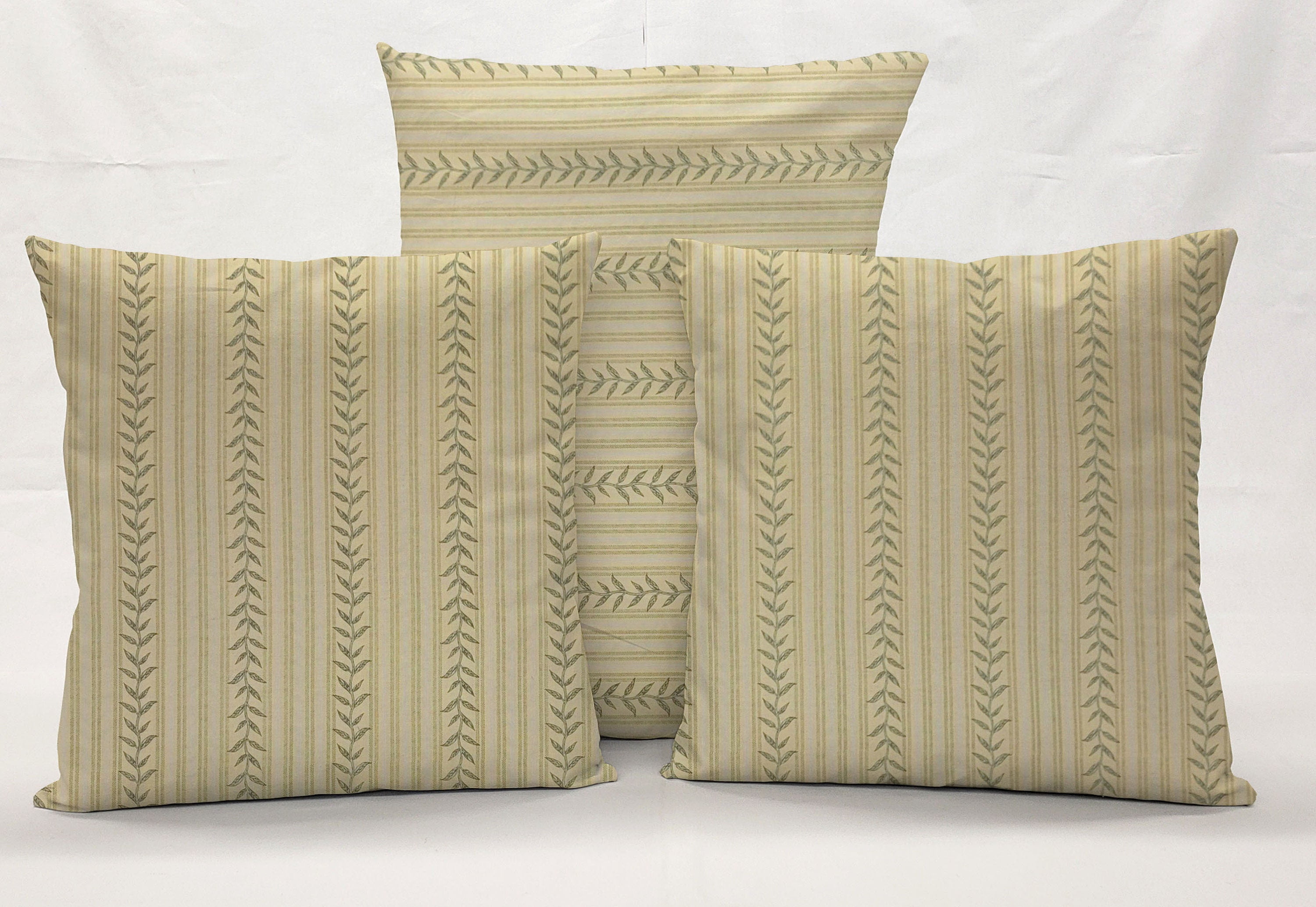 Striped Vines Pillowcase / Pillow Cover by Penny's Needful Things (20 x 26) (Yellow)