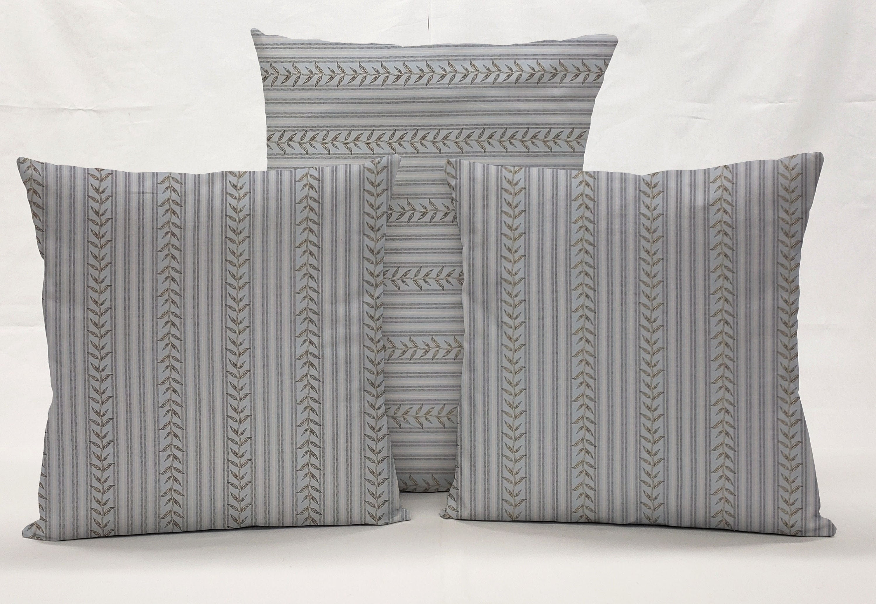 Striped Vines Pillowcase / Pillow Cover by Penny's Needful Things (24 x 24) (Blue)