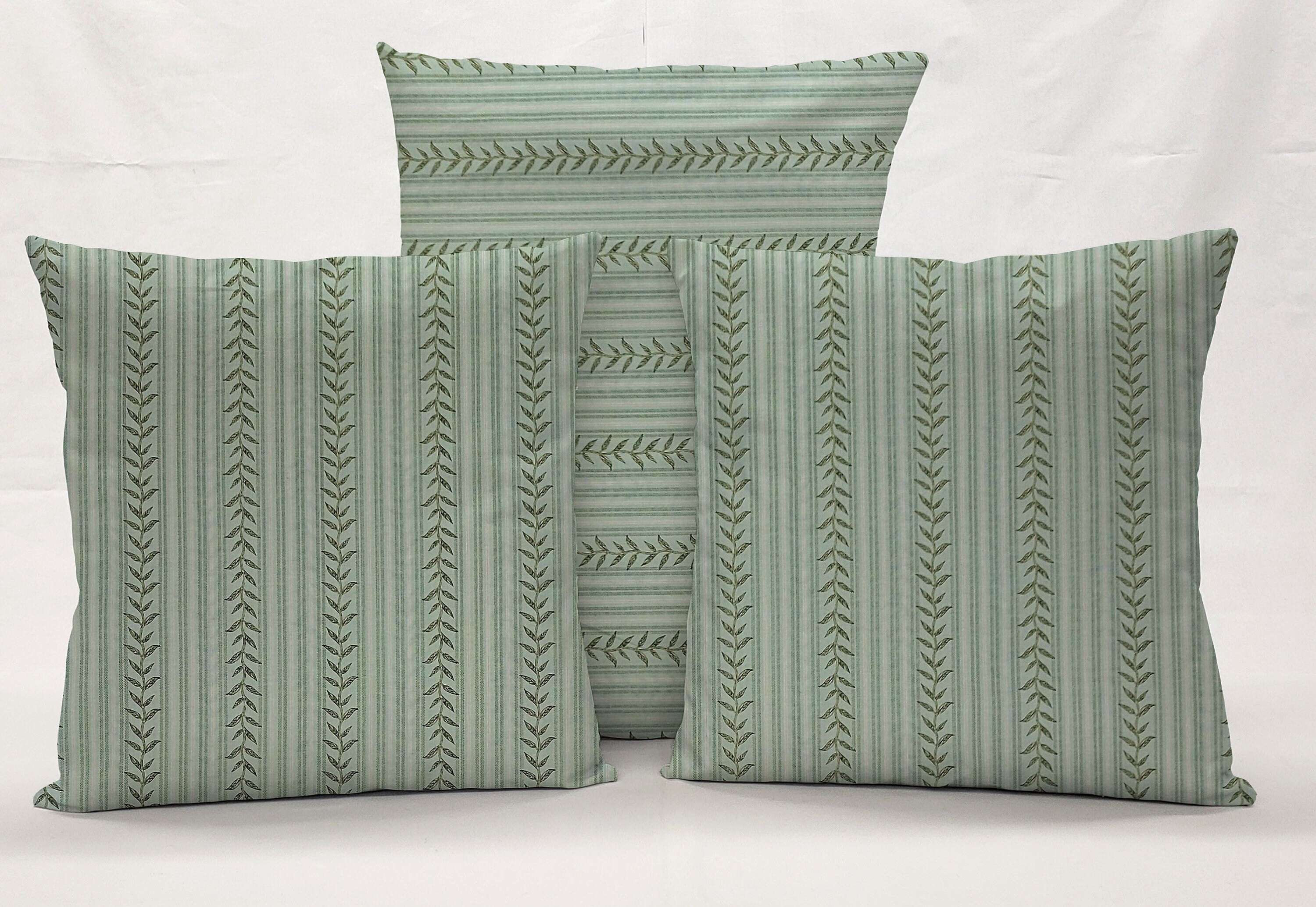 Striped Vines Pillowcase / Pillow Cover by Penny's Needful Things (24 x 24) (Green)