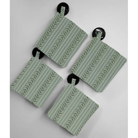 Striped Vines Pot Holders (Set of 2) by Penny's Needful Things (Green)