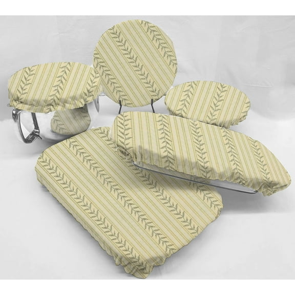 Striped Vines Reusable Fabric Bowl and Casserole Pan Covers by Penny's Needful Things (5 Cover Set) (Yellow)