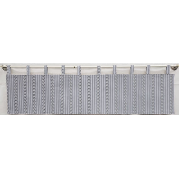 Striped Vines Tab Top Valances by Penny's Needful Things (Lined) (18 Inch One Valance Panel) (Blue)