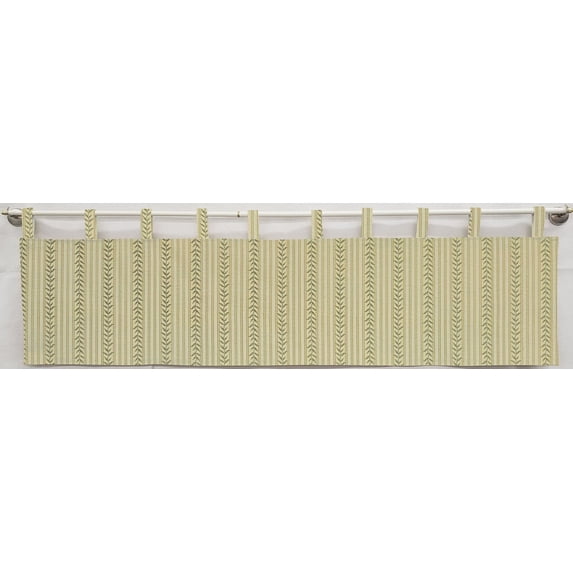 Striped Vines Tab Top Valances by Penny's Needful Things (Lined) (18 Inch Two Valance Panels) (Yellow)