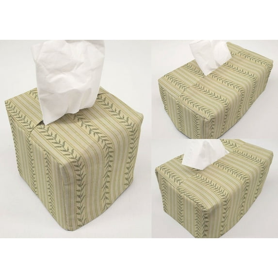 Striped Vines Tissue Box Cover by Penny's Needful Things (Short Rectangle) (Yellow)