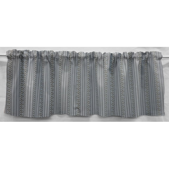 Striped Vines Valance by Penny's Needful Things (One Valance Panel 15 inches Long LINED) (Blue)