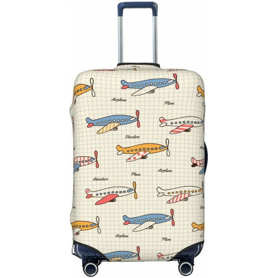 Striped Vintage Planes Luggage Cover Washable Elasticated Luggage Covers For Suitcase Tsa Approved Stylish Dust And Scratch Resistant Luggage Case Protector For Kids And Adults