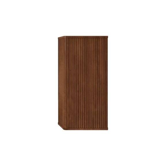 Striped Walnut Floating Side Cabinet - Wall Mounted Bathroom Storage, Small Space Organizer, Pre-assembled
