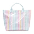 thumbnail image 1 of Striped Waterproof Glossy PVC Tote Bag, Large Capacity Handbag for Beach, Shopping, Travel, Daily Use, Multiple Colorful Options, 1 of 6