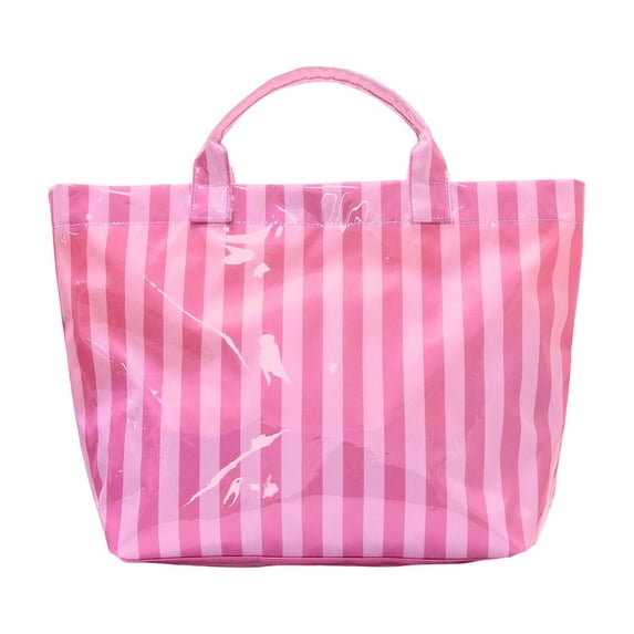 Striped Waterproof Glossy PVC Tote Bag, Large Capacity Handbag for Beach, Shopping, Travel, Daily Use, Multiple Colorful Options