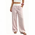 thumbnail image 1 of Striped Wide Leg Lounge Pants for Women High Waist Elastic Waist Casual Pants with Button Detail Loose Fit Trousers, 1 of 5