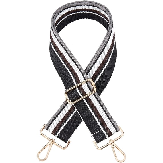 Striped Wide Shoulder Strap Adjustable Purse Strap Replacement Universal Crossbody Strap 27.9-49.6 Inch Canvas Woven Handbag Strap Multicolor Guitar Strap 1.9 Inch Wide Mixed Color 1 Black