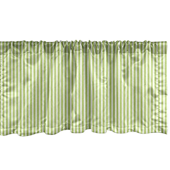Ambesonne Striped Valance Pack of 2, Vertical Lines Retro Summer, 54"X12", Apple Green and White