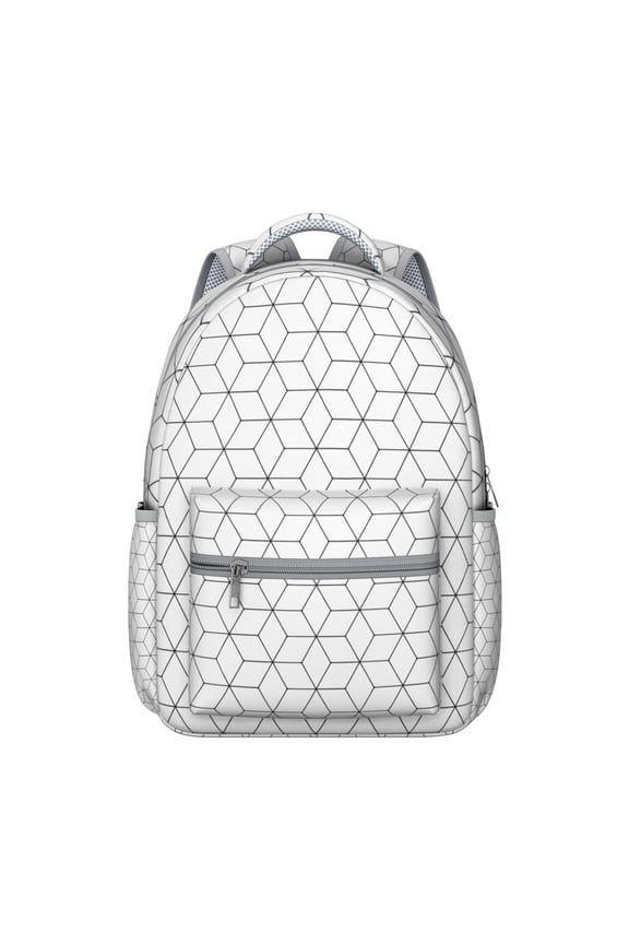 Striped and Checkered Fusion Backpack Moroccan Geometric Plaid Print Fashion School Bag for Students