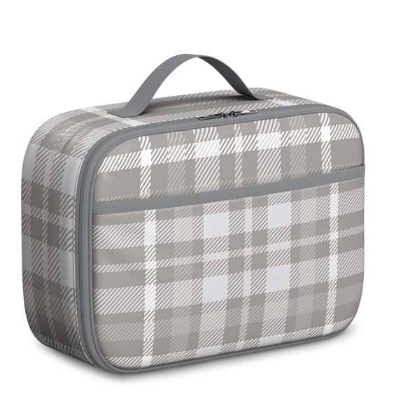 Striped and Checkered Fusion Lunch Box - Leakproof Interior Spacious Capacity for Picnic Office
