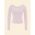 thumbnail image 1 of Striped backless slim long-sleeved top bodysuits, 1 of 3