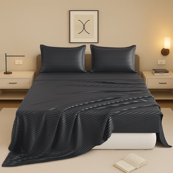 Striped embossed four-piece bed sheet set