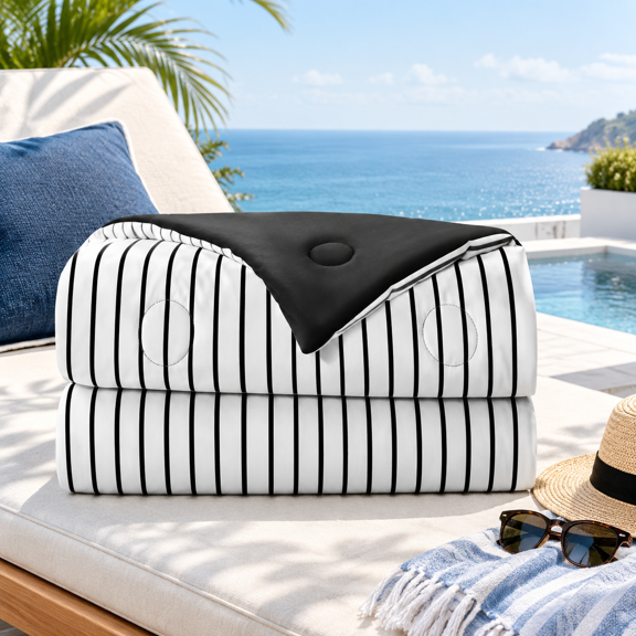 Stripedforter King Size Q-max 0.45 Reversible Blanket For Hot Sleepers Breathable Lightweight Silk Smooth Summer Bedding Quilted