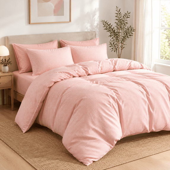 Pink Liught Stripedton Duvet Cover Set Light Pink Queen - Walmart.com