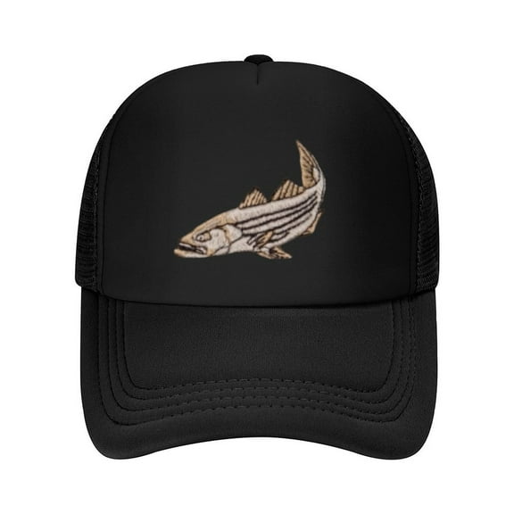 Striper Fish Wildlife Adult Print Summer Mesh Baseball Cap for Men,Made In USA,Adjustable Breathable Caps Women Men's Hat Casual Trucker Hat